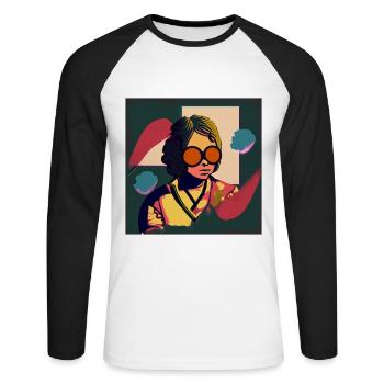 Psychedelic Groove: 70s Vibes - Unisex Long Sleeve Baseball T-Shirt - white/black - Front - Nik (191cm)