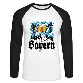 Servus - Gruß aus Bayern - meine Heimat - Unisex Baseballshirt langarm - Weiß/Schwarz - Vorne - Nik (191cm)