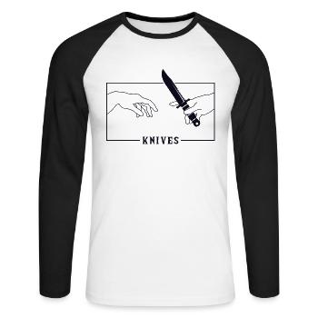 Michelangelo Creation of Adam Knives Lover Knife - Unisex Long Sleeve Baseball T-Shirt - white/black - Front - Nik (191cm)