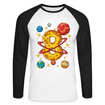 8 Birthday Space Space Astronaut 8 Years - Unisex Long Sleeve Baseball T-Shirt - white/black - Front - Nik (191cm)