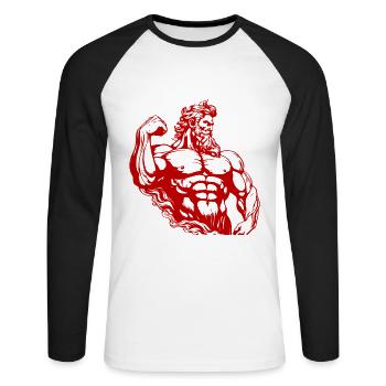 Combattant grec Spartan - T-shirt baseball manches longues Homme - blanc/noir - Devant - Nik (191cm)