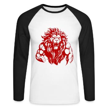 Lion Muscles Gym MMA Fighter - Unisex Long Sleeve Baseball T-Shirt - white/black - Front - Nik (191cm)