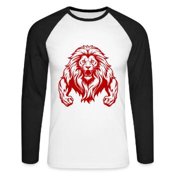 Lion Bodybuilding Muscles Gym - Unisex Long Sleeve Baseball T-Shirt - white/black - Front - Nik (191cm)