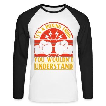 C’est un truc de boxe que vous ne comprendriez pas - T-shirt baseball manches longues Homme - blanc/noir - Devant - Nik (191cm)