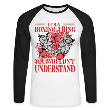 C’est un truc de boxe que vous ne comprendriez pas - T-shirt baseball manches longues Homme - blanc/noir - Devant - Nik (191cm)
