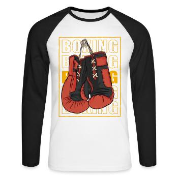 Boxe - T-shirt baseball manches longues Homme - blanc/noir - Devant - Nik (191cm)