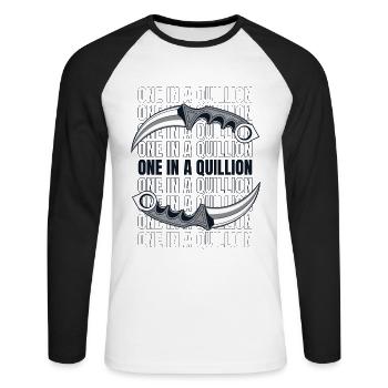 One In A Quillion Butcher Knife Collectible Knife - Unisex Long Sleeve Baseball T-Shirt - white/black - Front - Nik (191cm)