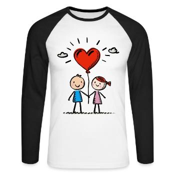 Stick Figure Amoureux Couple Couple Amour - T-shirt baseball manches longues Homme - blanc/noir - Devant - Nik (191cm)