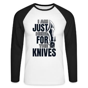 Nur hier für das Messer Restoration Lover Knife - Unisex Baseballshirt langarm - Weiß/Schwarz - Vorne - Nik (191cm)