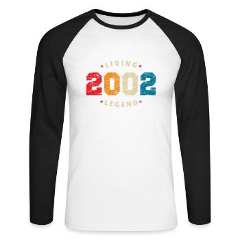 2002 Anniversaire Rétro Légende Vivante - T-shirt baseball manches longues Homme - blanc/noir - Devant - Nik (191cm)