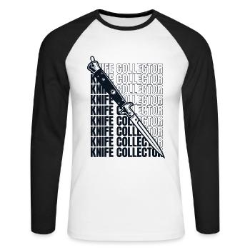 Knife Collector Butcher Knife Restoration Knife - Unisex Long Sleeve Baseball T-Shirt - white/black - Front - Nik (191cm)
