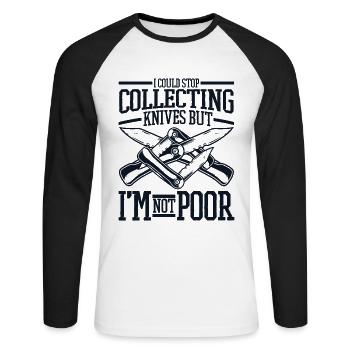 I Could Stop Collecting Knives But Lover Knife - Unisex Long Sleeve Baseball T-Shirt - white/black - Front - Nik (191cm)