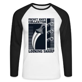 Immer scharf aussehendes Metzgermesser Liebhaber Messer - Unisex Baseballshirt langarm - Weiß/Schwarz - Vorne - Nik (191cm)