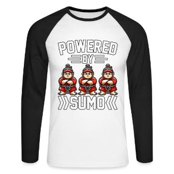 Propulsé par Sumo - T-shirt baseball manches longues Homme - blanc/noir - Devant - Nik (191cm)