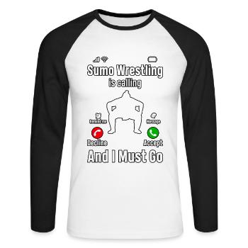 La lutte de sumo m’appelle et je dois y aller - T-shirt baseball manches longues Homme - blanc/noir - Devant - Nik (191cm)