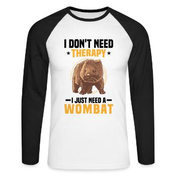 Juste besoin de wombat Australie marsupial - T-shirt baseball manches longues Homme - blanc/noir - Devant - Nik (191cm)