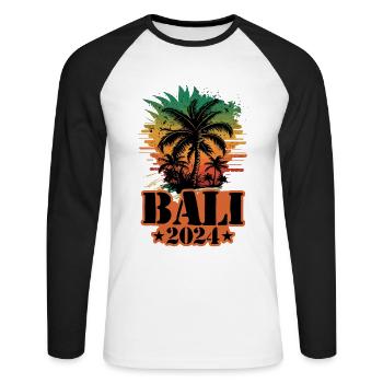 Bali 2024 Team Palm Trees Multicolored - Unisex Long Sleeve Baseball T-Shirt - white/black - Front - Nik (191cm)