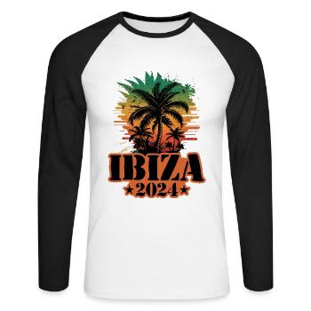 Ibiza 2024 Team Palm Trees Multicolored - Unisex Long Sleeve Baseball T-Shirt - white/black - Front - Nik (191cm)