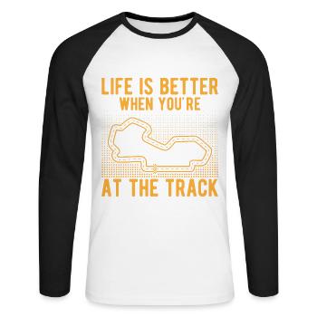La vie de course de voiture de circuit est meilleure sur la piste cadeau - T-shirt baseball manches longues Homme - blanc/noir - Devant - Nik (191cm)