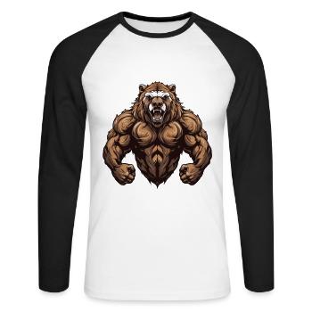 Muscles de grizzli de l’ours - T-shirt baseball manches longues Homme - blanc/noir - Devant - Nik (191cm)