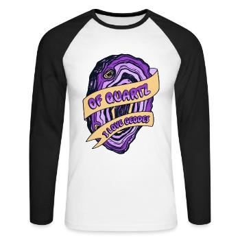 von Quarz Ich liebe Geoden Geologe Mineral - Unisex Baseballshirt langarm - Weiß/Schwarz - Vorne - Nik (191cm)