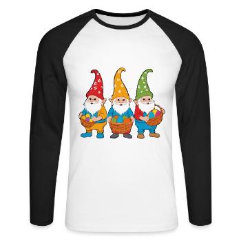 Gnome nordique de Pâques lapin nains - T-shirt baseball manches longues Homme - blanc/noir - Devant - Nik (191cm)