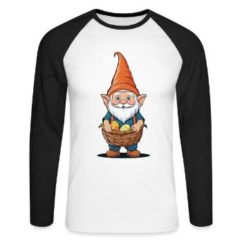 Ostern Nordische Wichtel Gnom Osterhase Lustiges - Unisex Baseballshirt langarm - Weiß/Schwarz - Vorne - Nik (191cm)