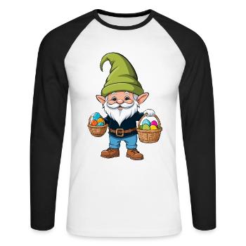 Ostern Nordische Wichtel Gnom Osterhase Lustiges - Unisex Baseballshirt langarm - Weiß/Schwarz - Vorne - Nik (191cm)