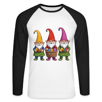Gnome nordique de Pâques lapin nains - T-shirt baseball manches longues Homme - blanc/noir - Devant - Nik (191cm)