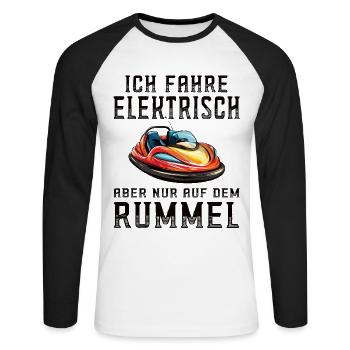 Ich fahre Elektrisch Kirmes Autoscooter - Unisex Baseballshirt langarm - Weiß/Schwarz - Vorne - Nik (191cm)