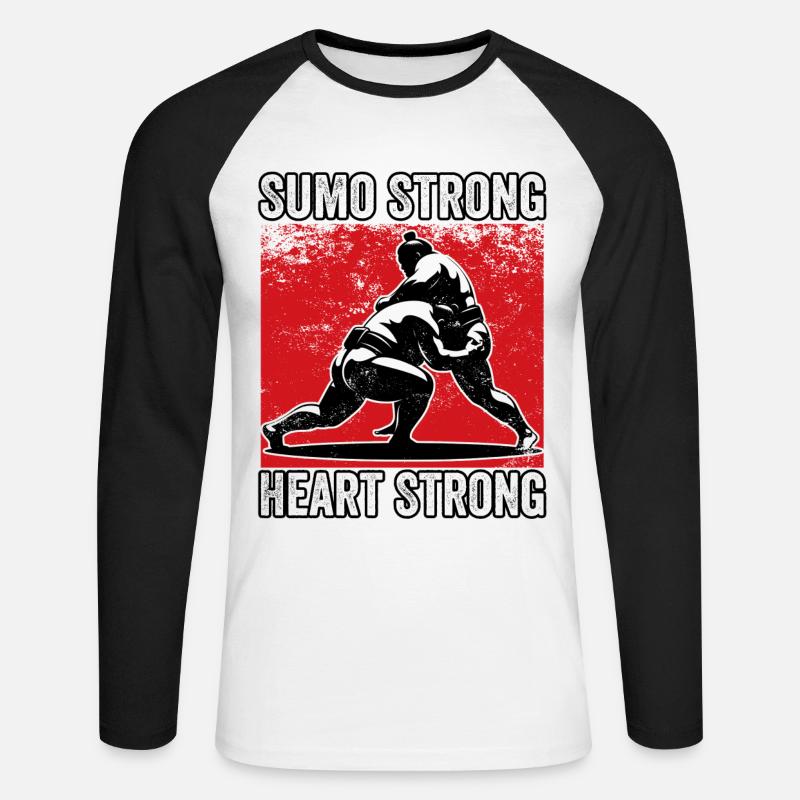 Sumo Starkes Herz Stark - Unisex Baseballshirt langarm - Weiß/Schwarz