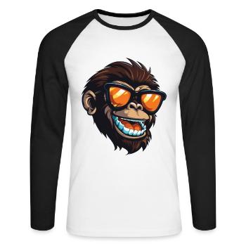 Rhino Head Portrait Cool - Unisex Long Sleeve Baseball T-Shirt - white/black - Front - Nik (191cm)