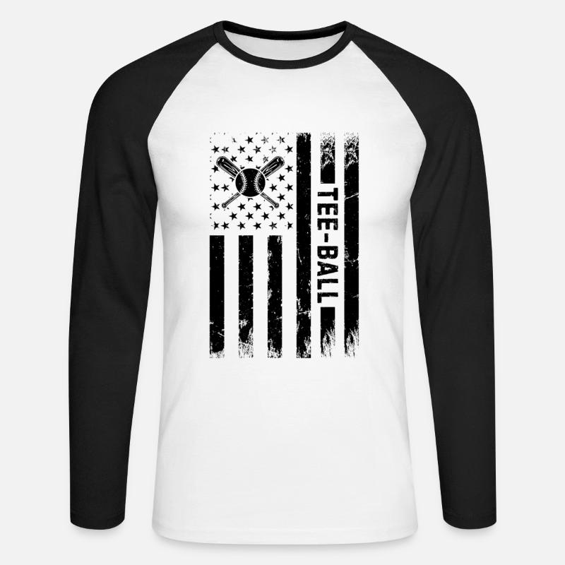 Tee-ball US Flag Tee-ball Player - Unisex Baseballshirt langarm - Weiß/Schwarz