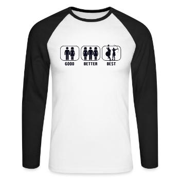 Good Better Best LARP LARPing Armor Weapons - Unisex Long Sleeve Baseball T-Shirt - white/black - Front - Nik (191cm)