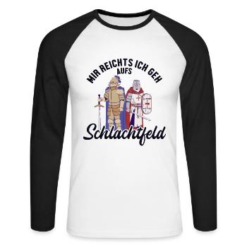 Mir reichts ich geh aufs Schlachtfeld LARPing - Unisex Baseballshirt langarm - Weiß/Schwarz - Vorne - Nik (191cm)