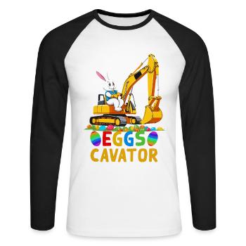 Funny Easter Saying Easter Bunny Excavator Driver - Unisex Long Sleeve Baseball T-Shirt - white/black - Front - Nik (191cm)