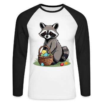 Drôle De Costume De Raton Laveur Oeufs De Pâques Mignons - T-shirt baseball manches longues Homme - blanc/noir - Devant - Nik (191cm)