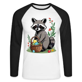 Drôle De Costume De Raton Laveur Oeufs De Pâques Mignons - T-shirt baseball manches longues Homme - blanc/noir - Devant - Nik (191cm)