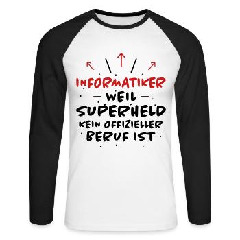 Informatiker Spruch Lustige Programmierer Geschenk - Unisex Baseballshirt langarm - Weiß/Schwarz - Vorne - Nik (191cm)