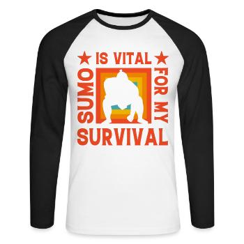 Sumo is vital for my Survival - Unisex Long Sleeve Baseball T-Shirt - white/black - Front - Nik (191cm)