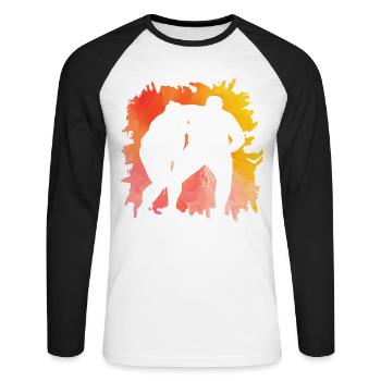 Sumo - T-shirt baseball manches longues Homme - blanc/noir - Devant - Nik (191cm)