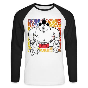 Sumo - T-shirt baseball manches longues Homme - blanc/noir - Devant - Nik (191cm)