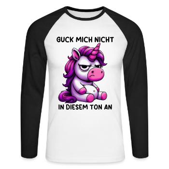 Ne me regarde pas sur ce ton - T-shirt baseball manches longues Homme - blanc/noir - Devant - Nik (191cm)