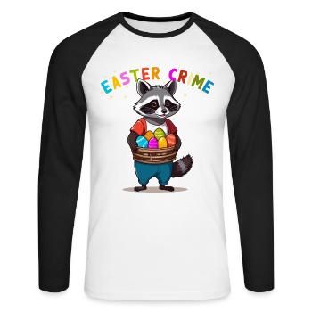 Easter Crime Funny Raccoon Easter Bunny - Unisex Long Sleeve Baseball T-Shirt - white/black - Front - Nik (191cm)