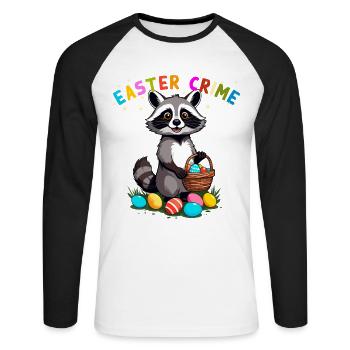 Crime de Pâques raton laveur lapin de Pâques Design - T-shirt baseball manches longues Homme - blanc/noir - Devant - Nik (191cm)