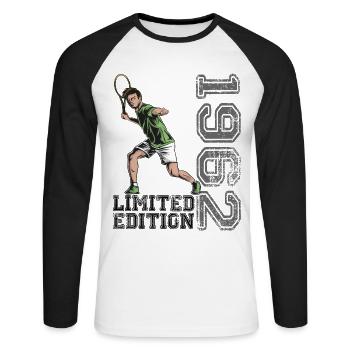 Édition limitée 1962 Édition limitée Tennis - T-shirt baseball manches longues Homme - blanc/noir - Devant - Nik (191cm)