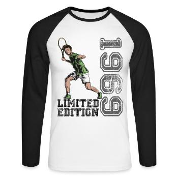 Édition limitée 1969 Édition limitée Tennis - T-shirt baseball manches longues Homme - blanc/noir - Devant - Nik (191cm)