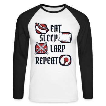 Manger Dormir GN Répéter GN Armes Armure - T-shirt baseball manches longues Homme - blanc/noir - Devant - Nik (191cm)