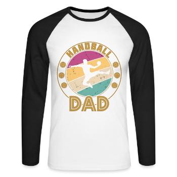 Handball Dad - Unisex Baseballshirt langarm - Weiß/Schwarz - Vorne - Nik (191cm)