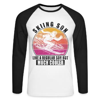 Skiers | Ski Skis Ski Holiday Skiing Gift - Unisex Long Sleeve Baseball T-Shirt - white/black - Front - Nik (191cm)